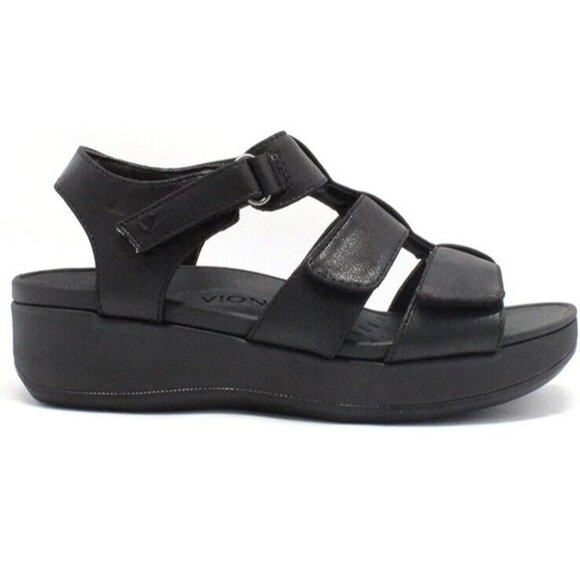 VIONIC Sandals Womens 5 Wide Tami Platform Wedge Metallic Black New - Picture 3 of 3